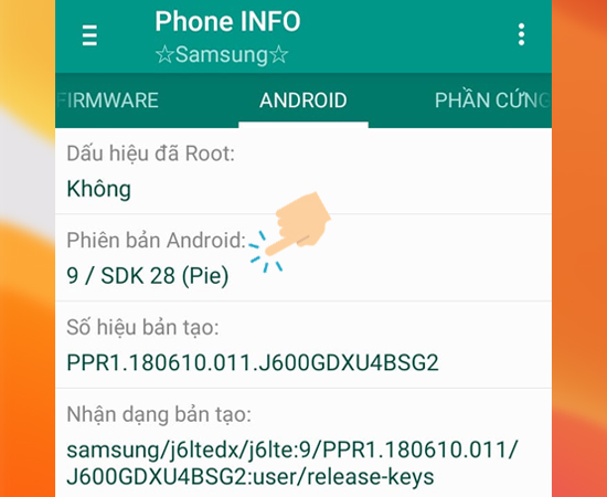 Vào phần ANDROID để xem phiên bản của điện thoại.