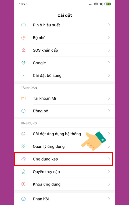 Chọn ứng dụng kép