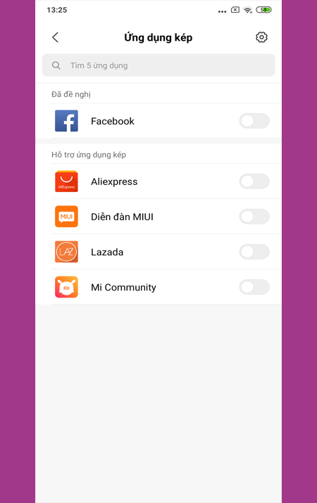 danh sách ứng dụng