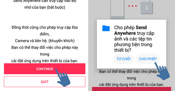 Cho phép các quyền truy cập dữ liệu