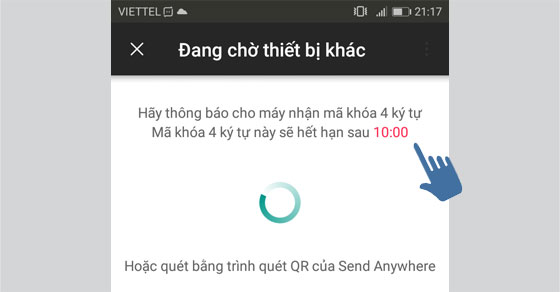 ​Chờ cho ứng dụng tìm kiếm và hiện mã