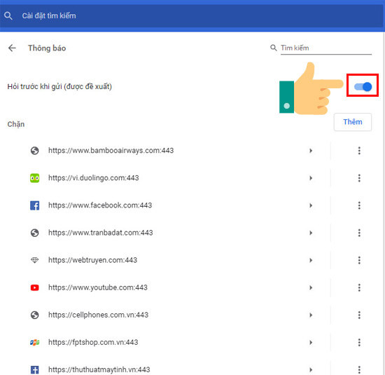 Hỏi trước khi gửi (được đề xuất)