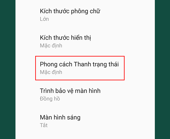 Bước 2: Chọn Phong cách Thanh trạng thái.