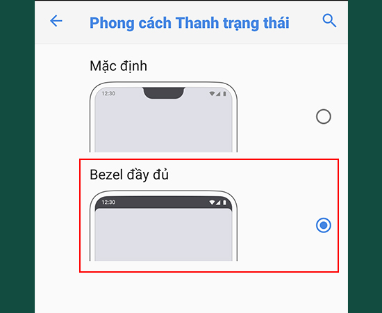 Bước 3: Sau khi thực hiện bước 2, bạn sẽ thấy Bezel đầy đủ và hãy chọn mục này.