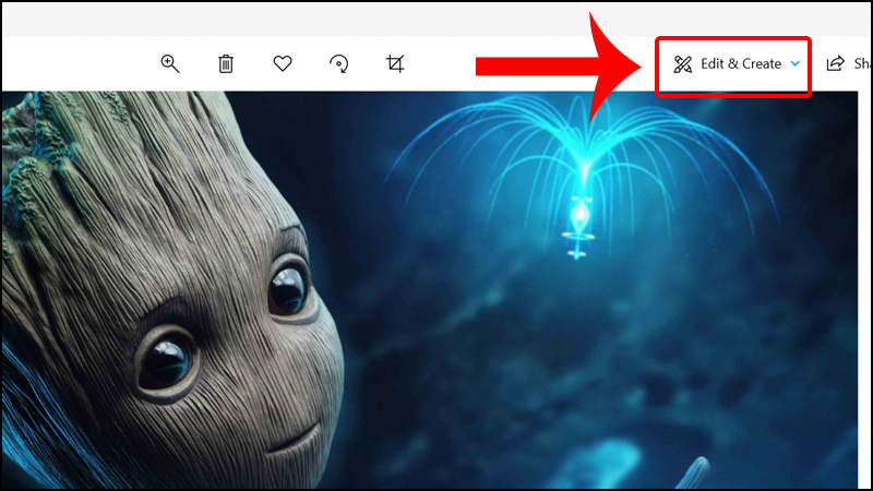 Mở hình ảnh muốn đặt làm hình nền và chọn Edit & Create