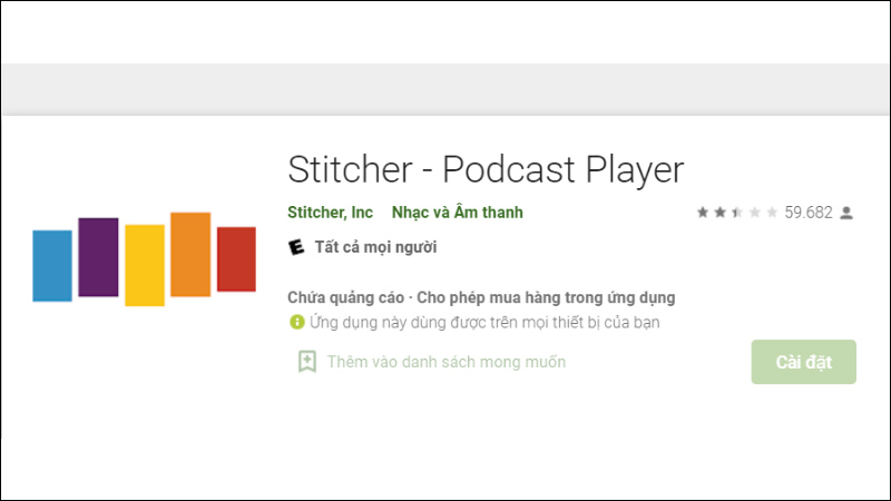 Ứng dụng Stitcher - Podcast Player