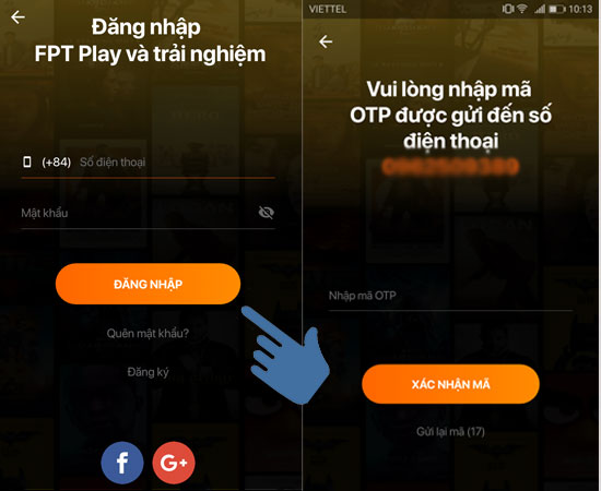 ​Nhập mã OTP được gửi dưới dạng SMS