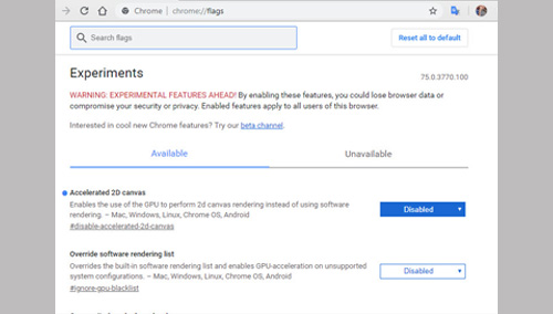 chrome://flags 