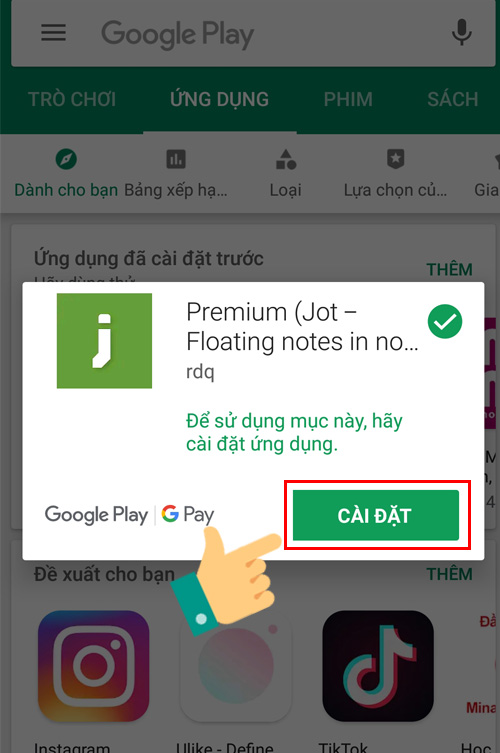  Tiến hành cài đặt ứng dụng 