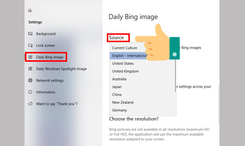 Hướng dẫn cài đặt hình ảnh của Bing làm hình nền Desktop trên Windows 10