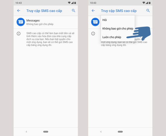 Luôn cho phép truy cập tin nhắn