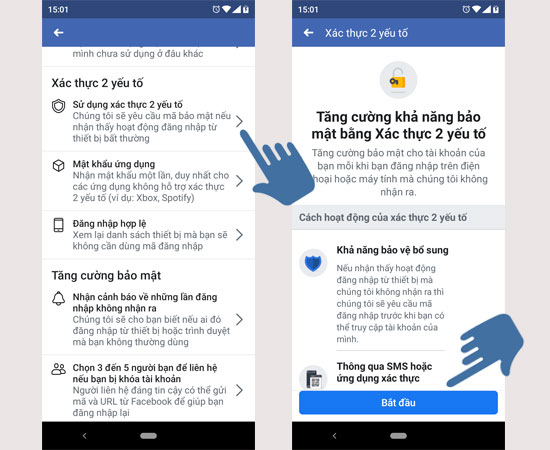 Bắt đầu xác thực hai yếu tố