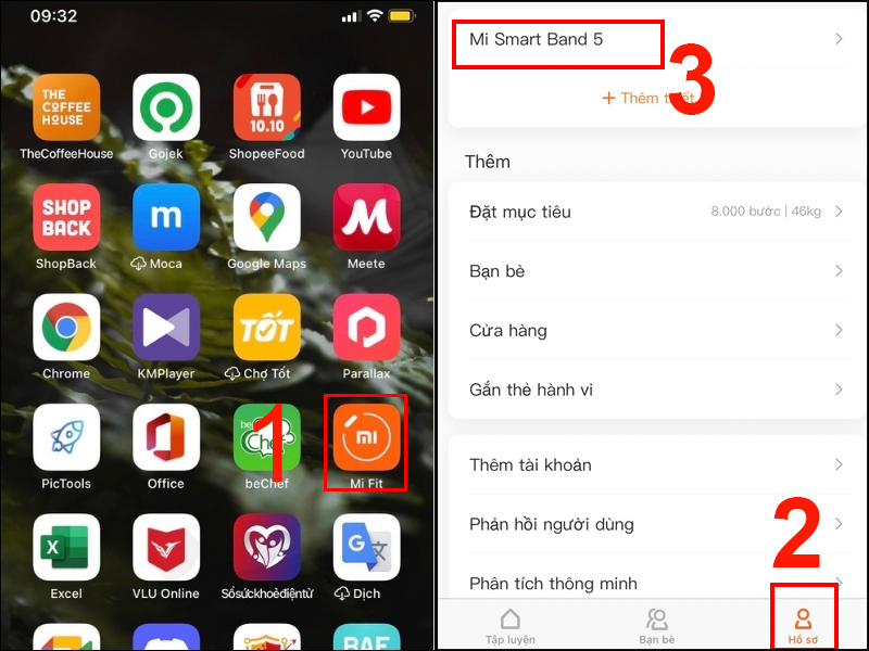 Vào Mi Fit và chọn tên Mi Band
