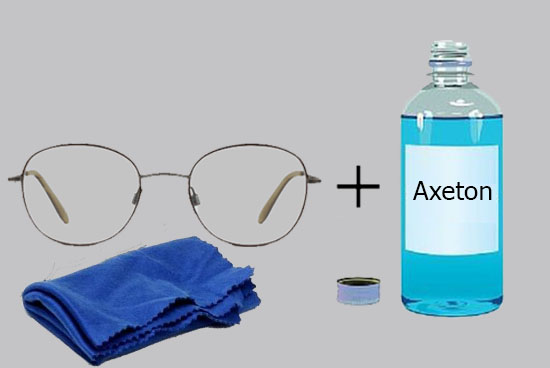 Dùng axeton để tẩy keo trên gọng kính
