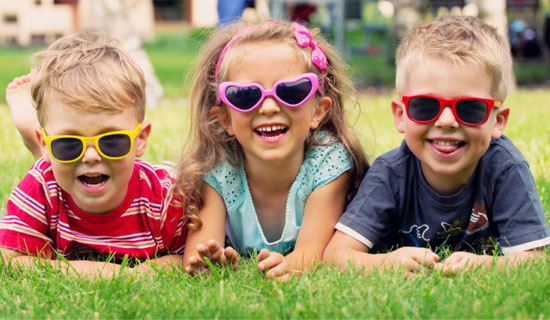 Children wear sunglasses