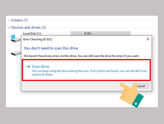 quét thủ công bằng cách nhấp vào Scan drive