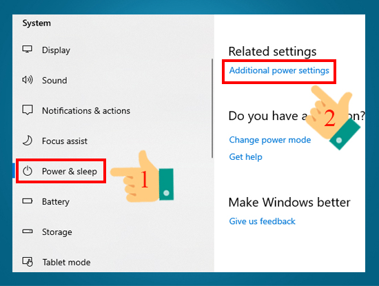 Tại mục Related Setting chọn Additional Power Settings