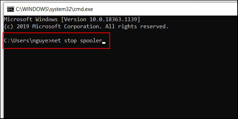  nhập net stop spooler