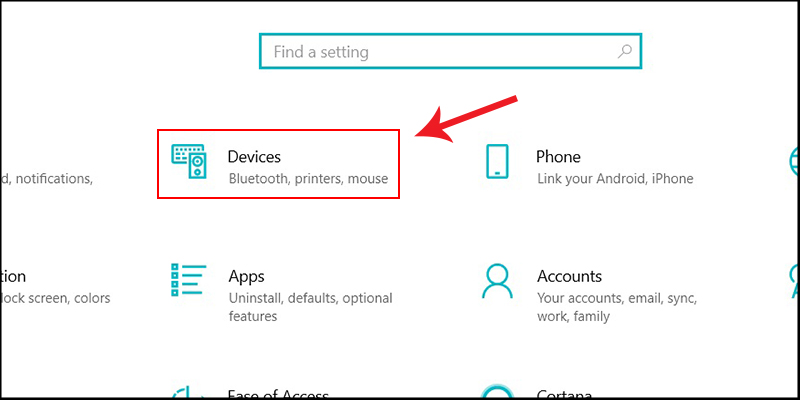 Tại giao diện Windows Settings chọn devices