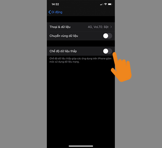 Bật chế độ dữ liệu thấp