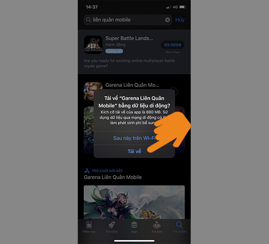 Khi tải ứng dụng máy sẽ thông báo 