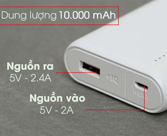 Các loại sạc dự phòng có dây thường có một hay nhiều đầu ra, với các nguồn ra thường thấy như: 1A, 2A, 2.4A, 3A,... Tùy theo sản phẩm mà bạn muốn sạc để lựa chọn sạc bằng nguồn ra nào.