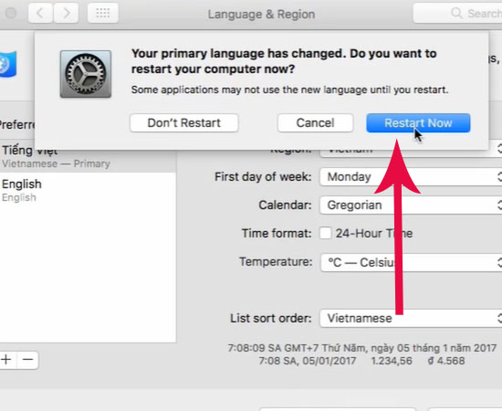 Chọn Restart Now và đợi máy khởi động lại