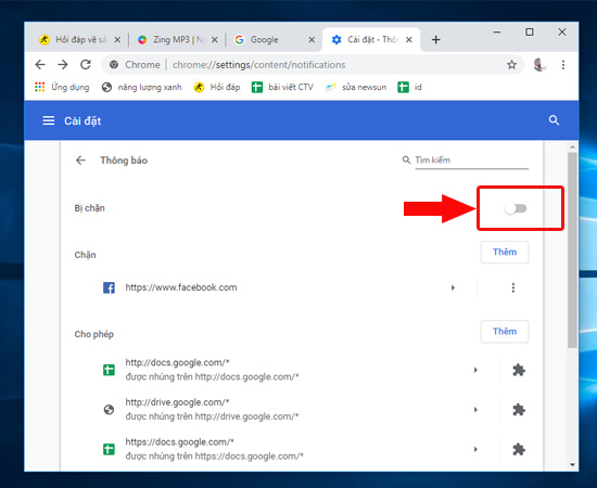 Tắt toàn bộ thông báo trên Chrome