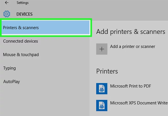 chọn printers & scanners