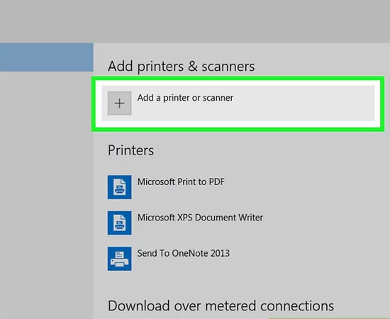 chọn add a printer or scanner