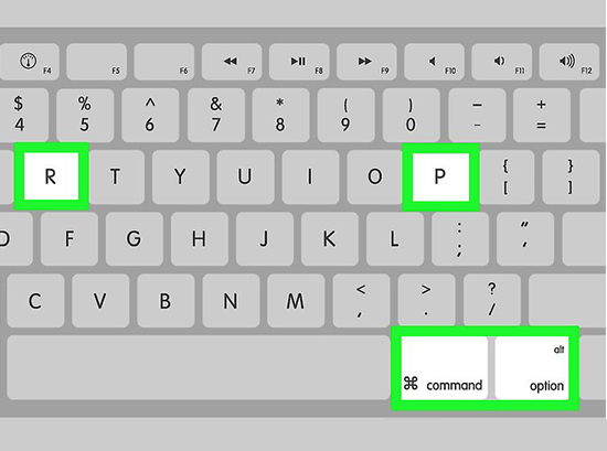 Thao tác tổ hợp phím Command + Option+P+R để máy làm mới
