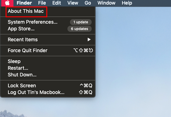 Bạn hãy chọn About This Mac