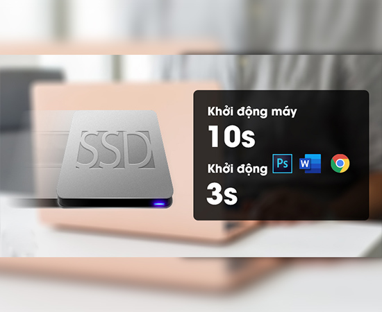 Bộ nhớ SSD giúp máy khởi động và thực hiện ứng dụng nhanh chóng