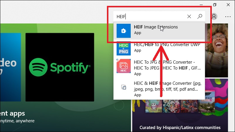 Tìm và chọn HEIF Image Extensions trên Microsoft App Store