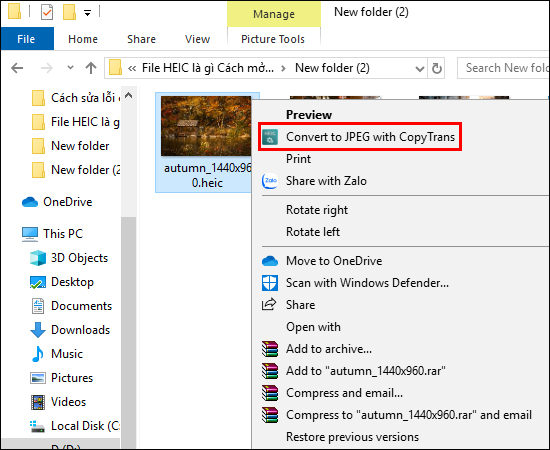sử dụng ứng dụng CopyTrans HEIC for Windows để chuyển đổi file HEIC sang JPG 