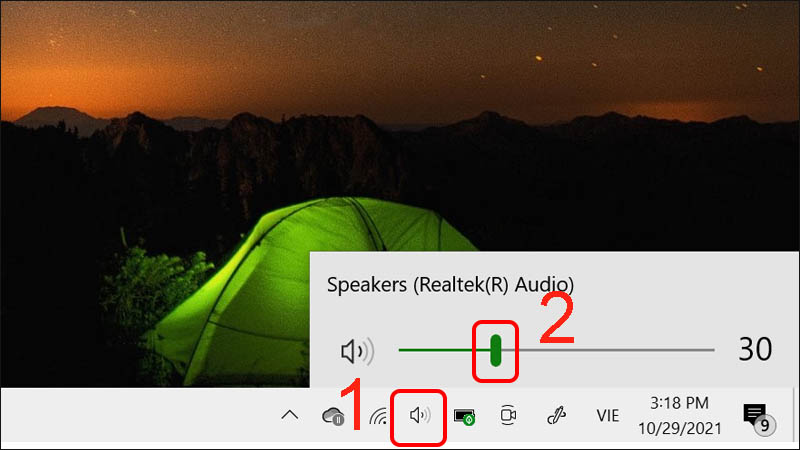 Nhấn v&agrave;o biểu tượng Loa rồi k&eacute;o n&uacute;t tăng &acirc;m lượng