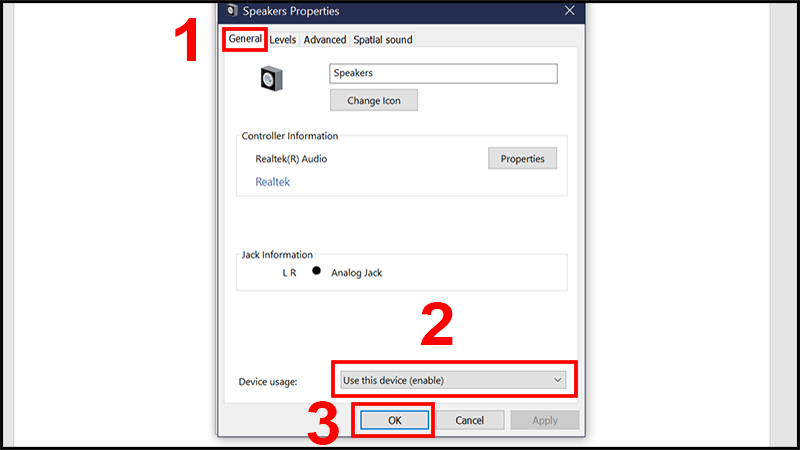 Chọn Use this Device (enable)