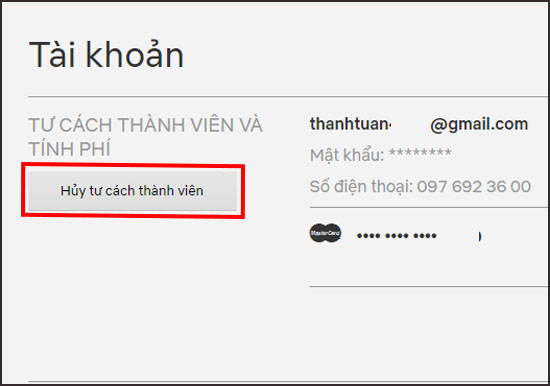 Tại giao diện mới, bạn hãy chọn Cancel Membership để hủy dịch vụ