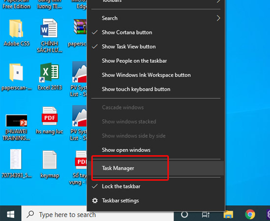 Chọn Task Manager để kiểm tra RAM