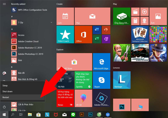 khởi động lại máy tính
