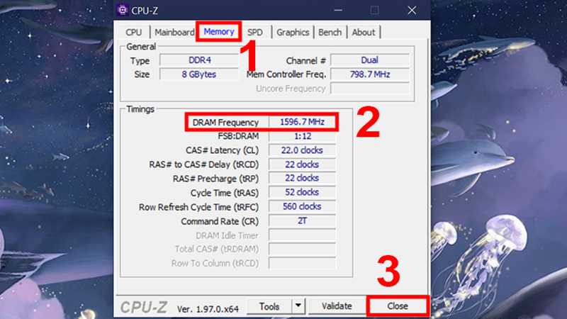 Xem thông số bus RAM ở DRAM Frequency 