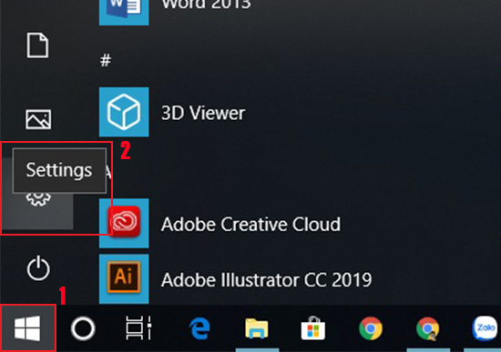Chọn Settings trên giao diện chính.