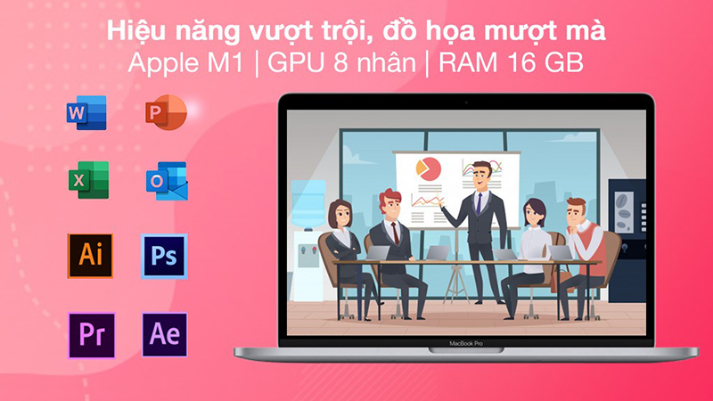 MacBook M1 Pro có CPU tối ưu hiệu năng cực tốt đi cùng màn hình hiển thị mượt mà
