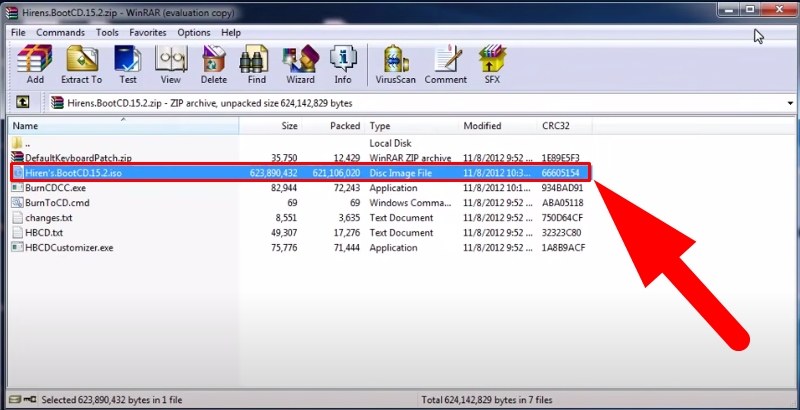 Giải nén file Hiren Boot.iso