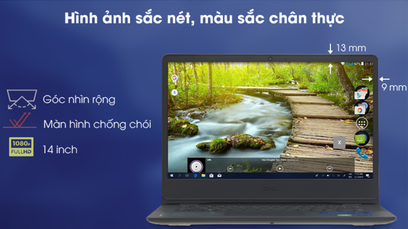 Màn hình laptop Dell Vostro sắc nét, màu sắc chân thực