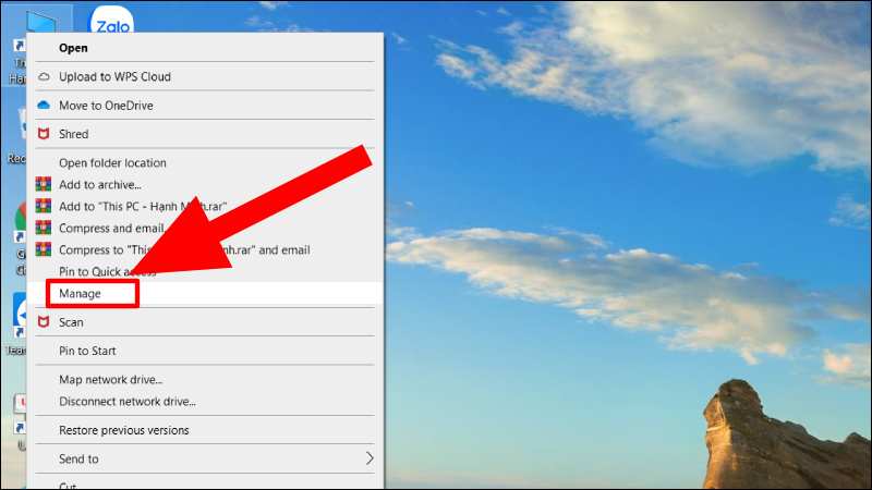Chọn Manage sau khi nhấp chuột phải vào My Computer