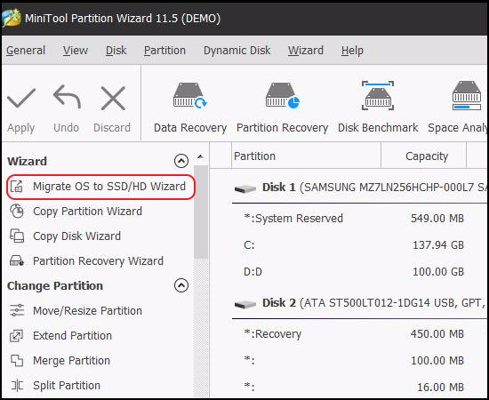 Mở phần mềm và chọn Migrate OS to SSD/HD
