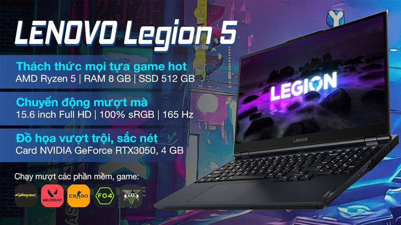 Laptop Lenovo Gaming Legion 5 15ACH6 (82JW00KLVN)