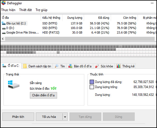 Phần mềm Defraggler