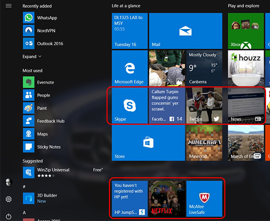 Các ứng dụng được nhà sản xuất cài đặt sẵn 